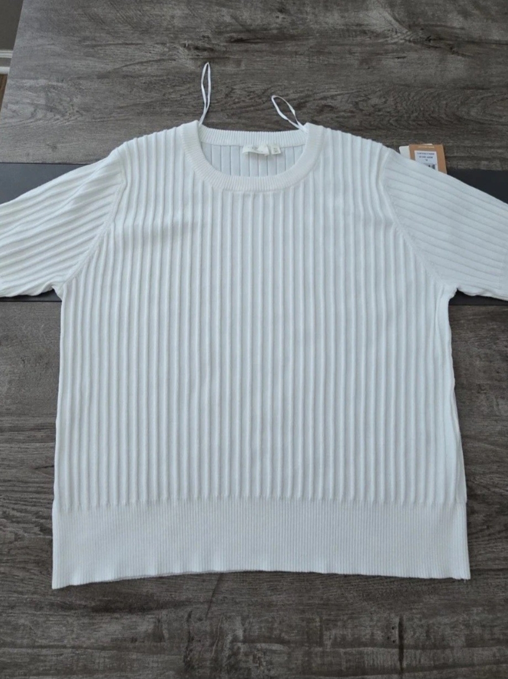 Cyrus White Ribbed Crewneck Short-Sleeve Sweater Sz XL NWT